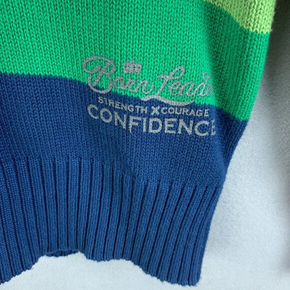 Parish Nation Sweater Mens 2XL‎ Blue Green Pullover Striped Long Sleeve V Neck - Picture 3 of 16